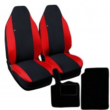 Coprisedili Smart fortwo - Seconda Serie W451 (2007-2015) - bicolore nero rosso con tappetini in moquette